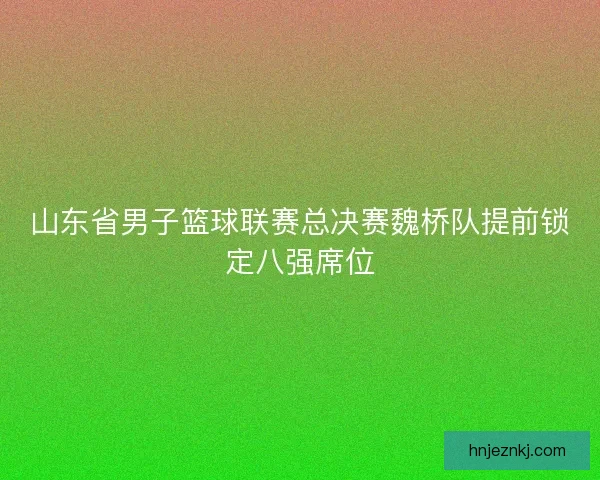 山东省男子篮球联赛总决赛魏桥队提前锁定八强席位 山东省男子篮球联赛总决赛魏桥队提前锁定八强席位